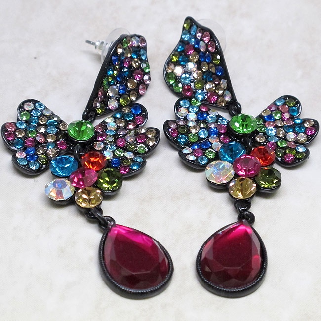New Butterfly Chandelier Multi Crystal Earrings s0799  